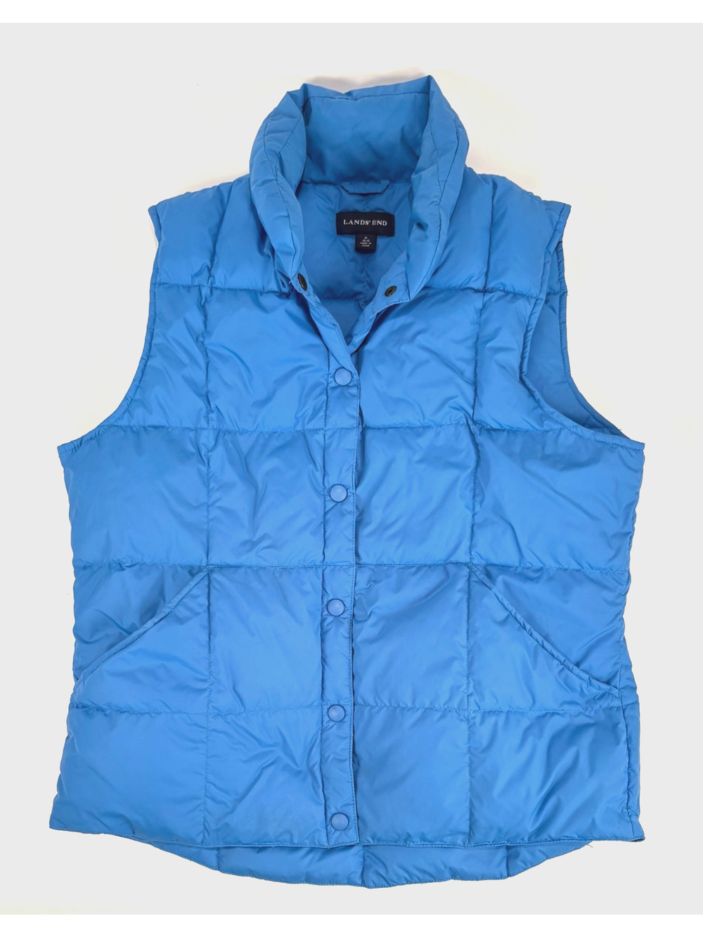 MINT Lands End Down Puffer Vest Womens MED Periwinkle Feather insulated Jacket